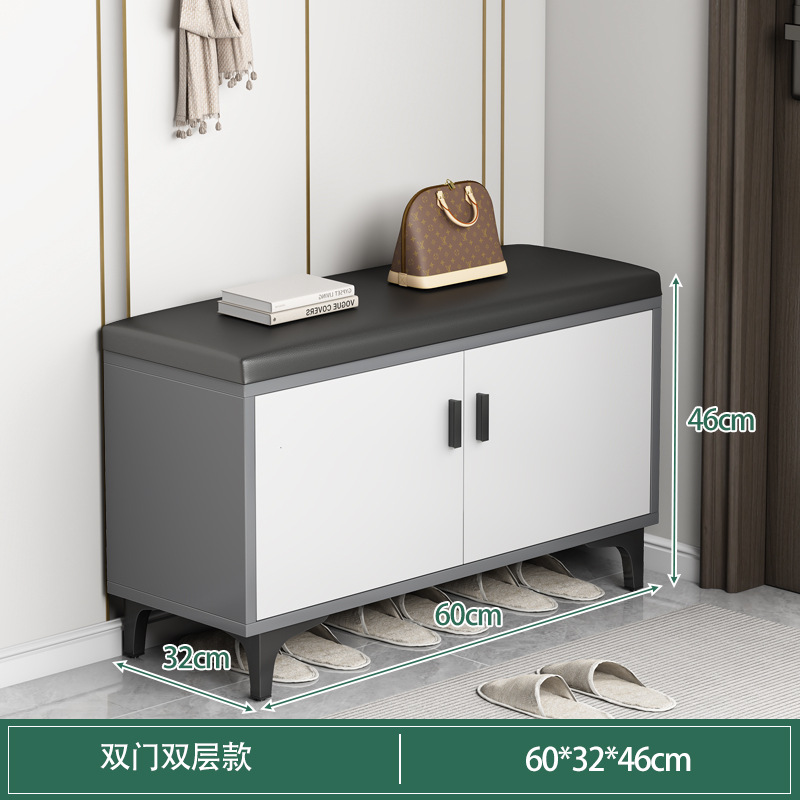 Taburete de zapatos de puerta doméstica se puede sentar en el estante de zapatos, cojín de paquete suave, lujo ligero, nuevo tipo de almacenamiento en la puerta para usar taburetes de zapatos