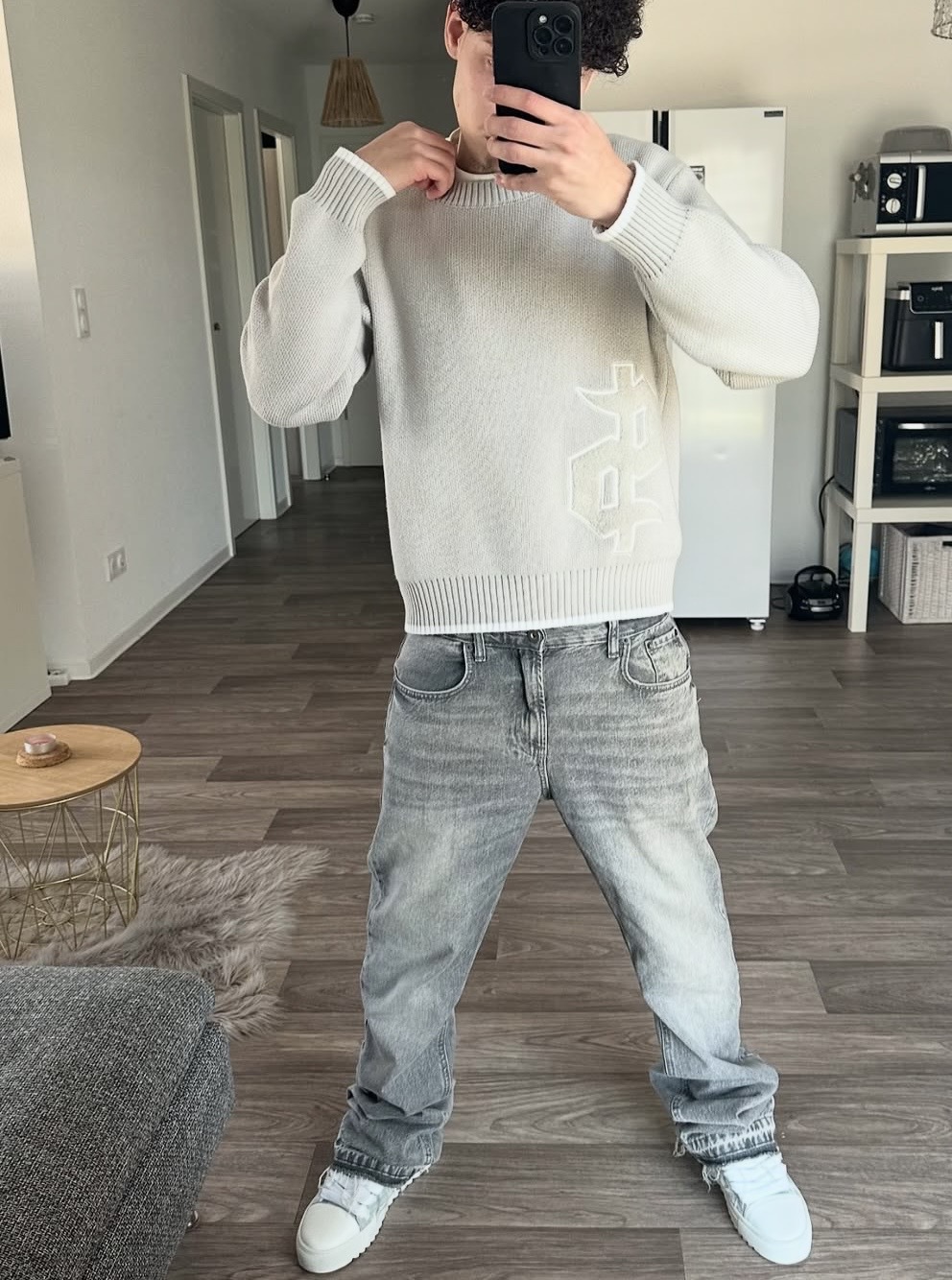 Cross-border high street lavado vintage jeans hacer letras viejas bordadas hombres y mujeres piernas anchas bordadas pantalones rectos sueltos