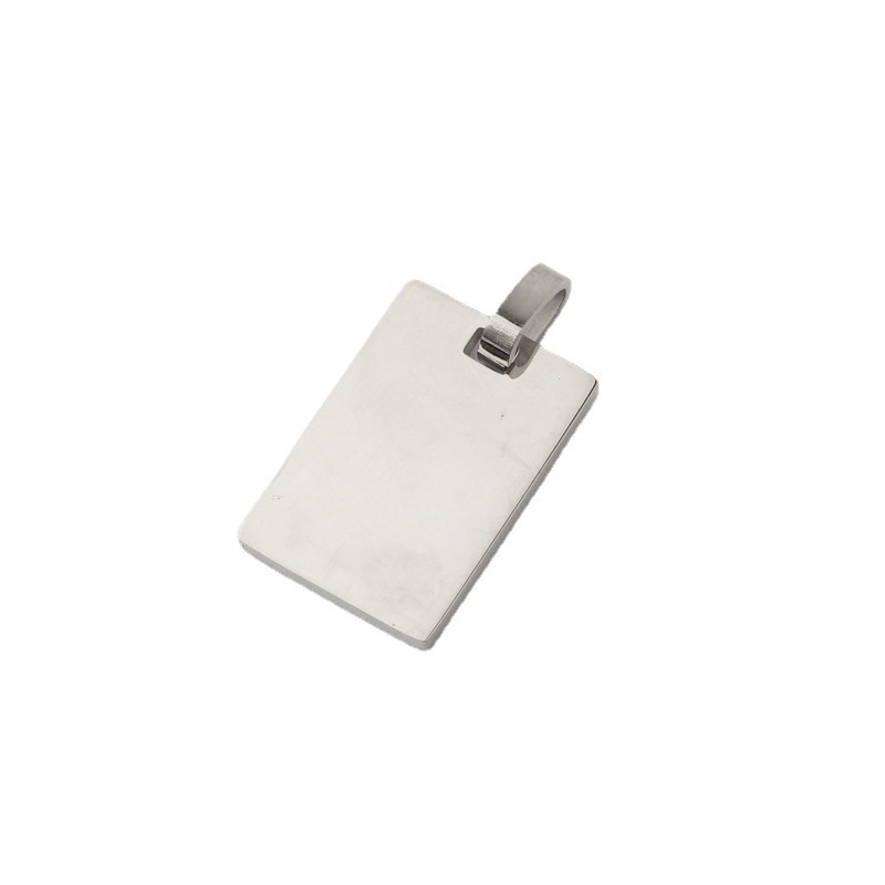 鏡面ステンレス長方形ペンダントdiyアクセサリー光沢面彫刻可能角札10*25/15*22