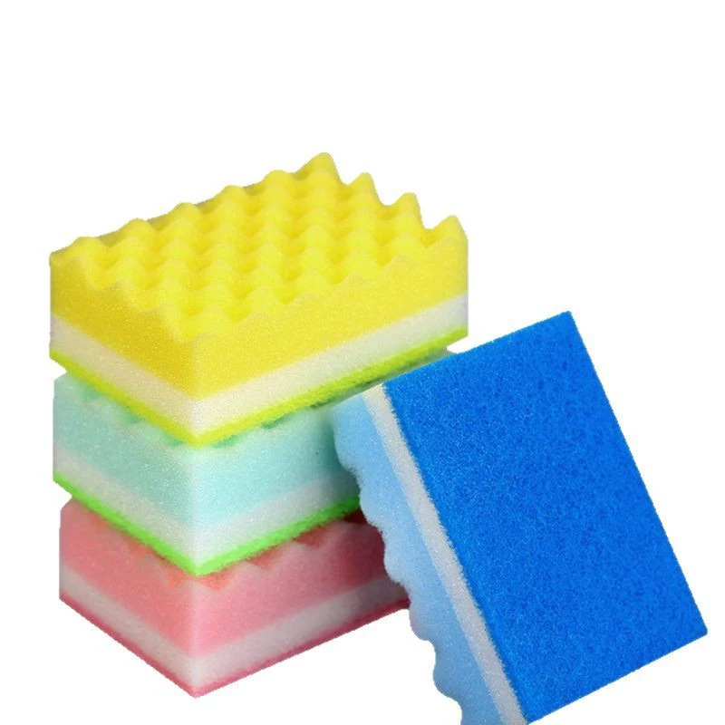 T esponja de lavado de platos colorida pequeña onda esponja limpia limpia cocina limpia cepillo de lavado de platos esponja toallitas