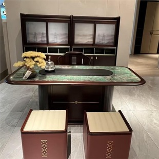 Designer High-End Villa Large Solid Wood Tea Table New Chinese Style Ebony Wood Modern Simple Large Flat Office