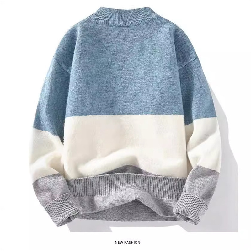Men’s Classic Chunky Knit Sweater – Oversized Semi-Turtleneck Pullover With Mink-Like Softness_voghion.com