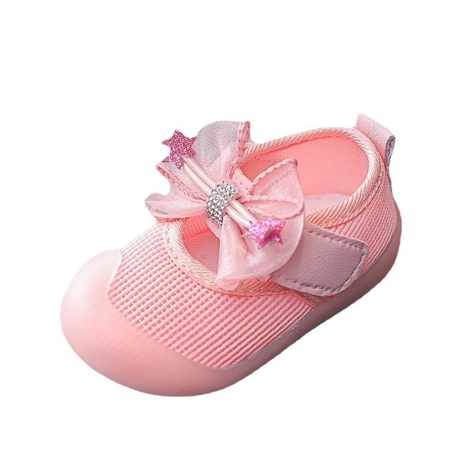 Zapatos de Bebé Niña con Lazo, Antideslizantes, Planos, Primavera 2025, Estilo Coreano, Transpirables, con Suela Suave, Tipo Princesa