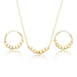 欧美新款跨境时尚复古金色小方块吊坠耳环项链首饰套装饰品批发