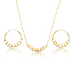 欧美新款跨境时尚复古金色小方块吊坠耳环项链首饰套装饰品批发