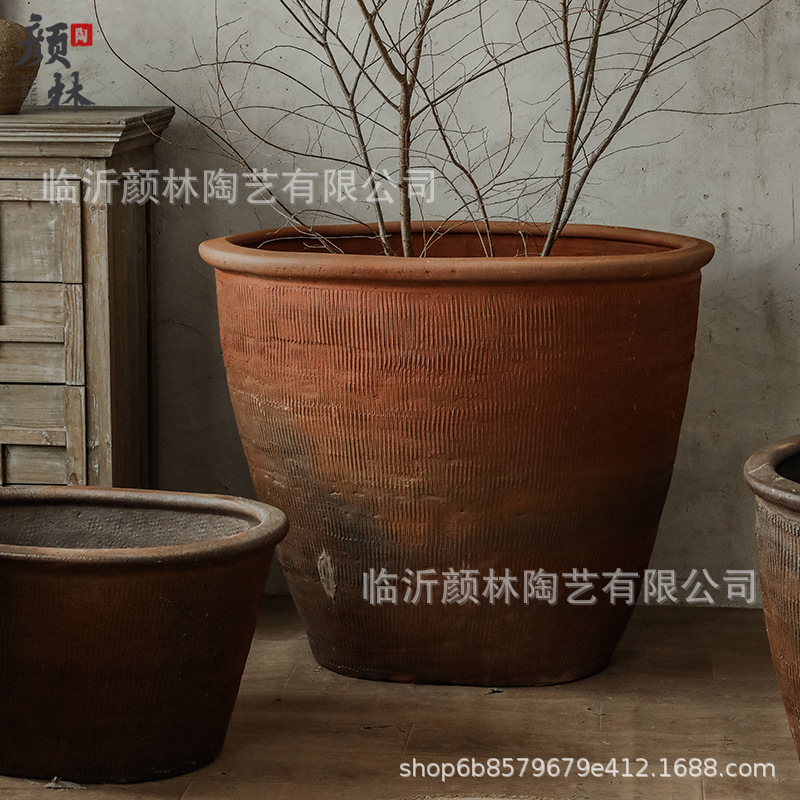 Cerámica de boca elíptica gran boca cerámica gruesa boca en forma especial árboles de maceta de flores paisajismo gran maceta de árboles residenciales