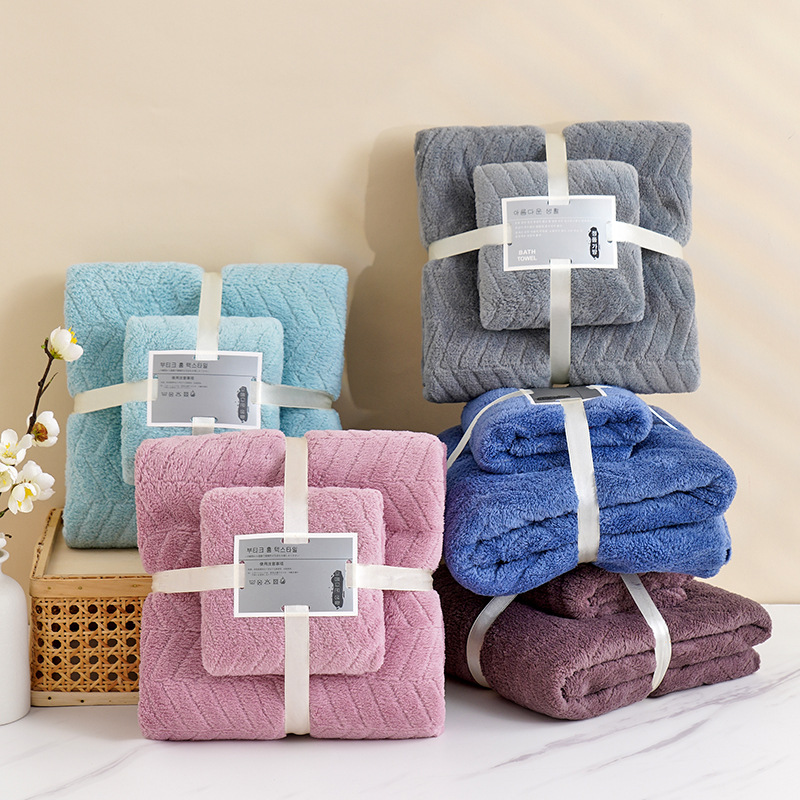 Towel bath towel mother towel set two-piece coral fleece wheat big bath towel gift activities beach towel wholesale