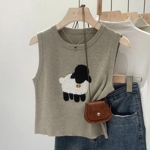 Short Threaded Vest Summer 2024 New Round Neck Design Niche Sleeveless Top Starting from One Piece