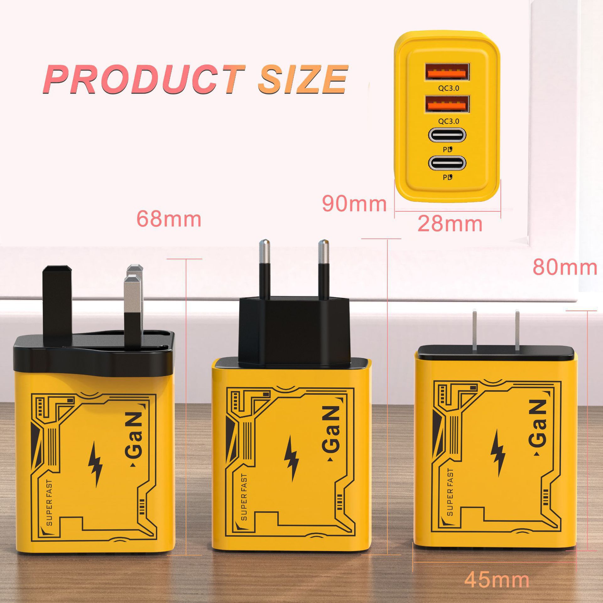 120W Mecha Pd Fast Charging Charger Dual Typec Dual USB Suitable for Apple 15 Huawei Mobile Phone 5V2A Charging Head