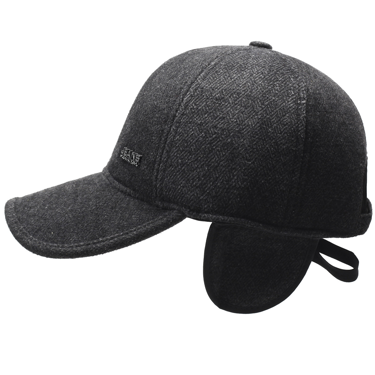 Winter Style Baseball Cap With Ear Flaps Simple Letter Cotton Woolen Casual Warm Duckbill Cap For Middle Aged And Elderly People_voghion.com