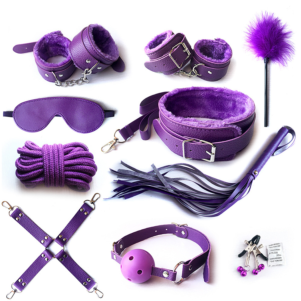 Bdsm Play Set For Adults, 10-piece Leather And Plush Restraints_voghion.com