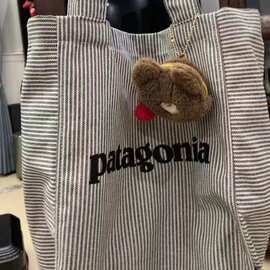 2023新款秋冬Recycled patagonia包女条纹单肩帆布包