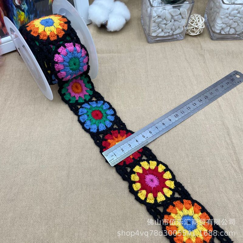 エスニックスタイル模造手かぎ針編み刺繍衣類靴と帽子レースバッグショルダーストラップ DIY アクセサリー刺繍水溶性カラー|undefined