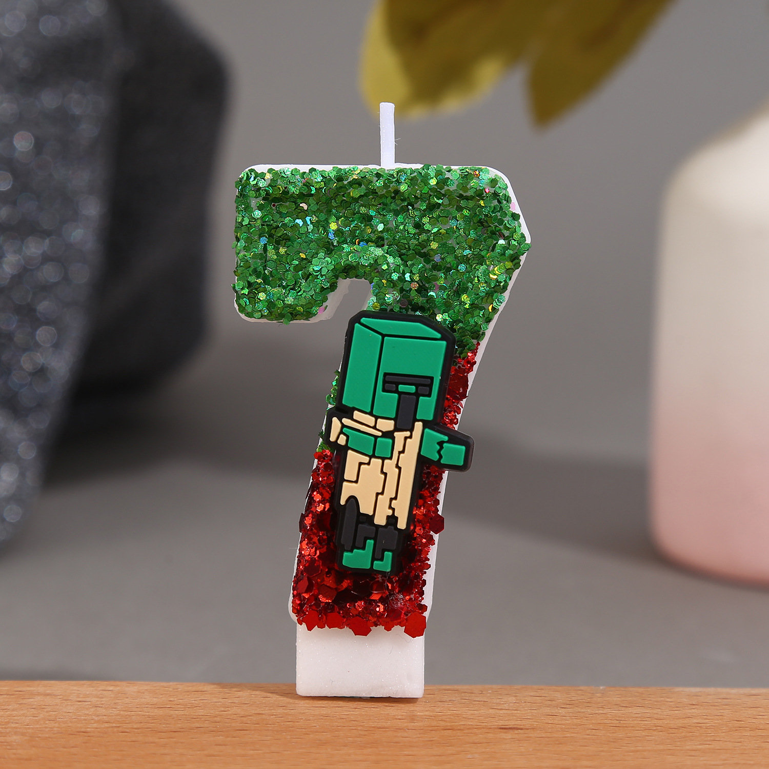 Minecraft creative cartoon numbers 0-9 handmade candles boy birthday…