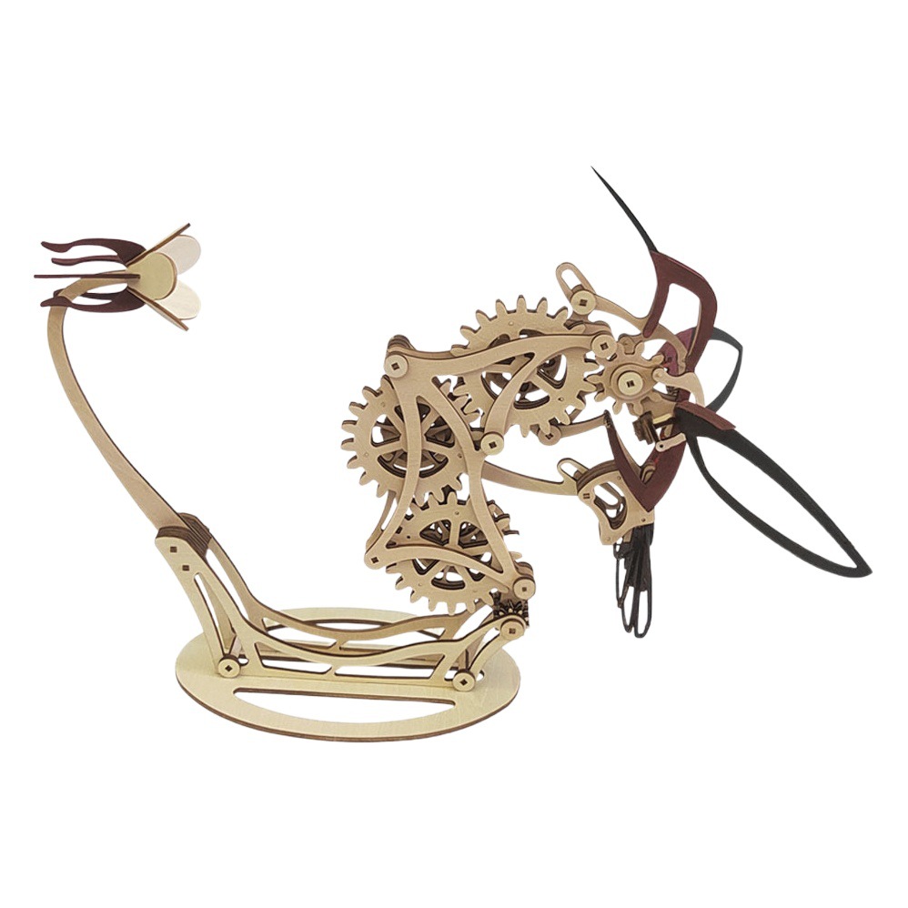 Empuje caliente mecánico modelo de colibrí rompecabezas tridimensional de madera montado a mano niños adultos pensamiento educativo adornos de juguete