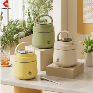 304 Stainless Steel Insulated Lunch Box Portable Insulated Bucket Office Worker Student Lunch Box Large Capacity Vacuum Pot