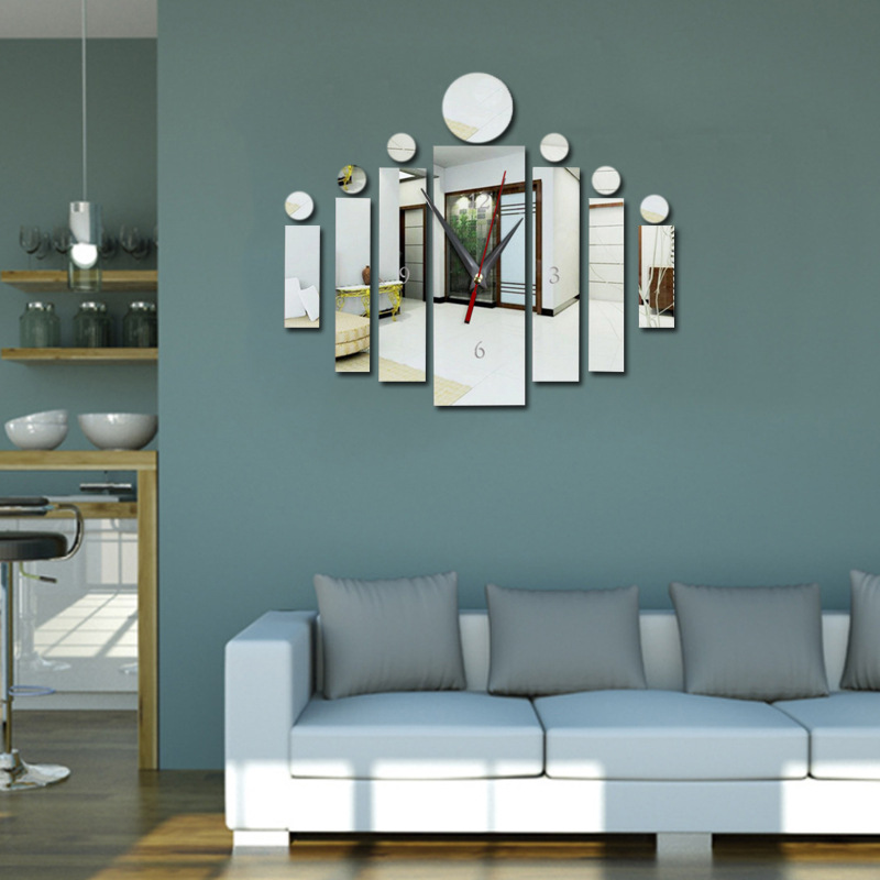 Crystal three-dimensional acrylic home living room background wall sticker clock creative decoration painting_voghion.com