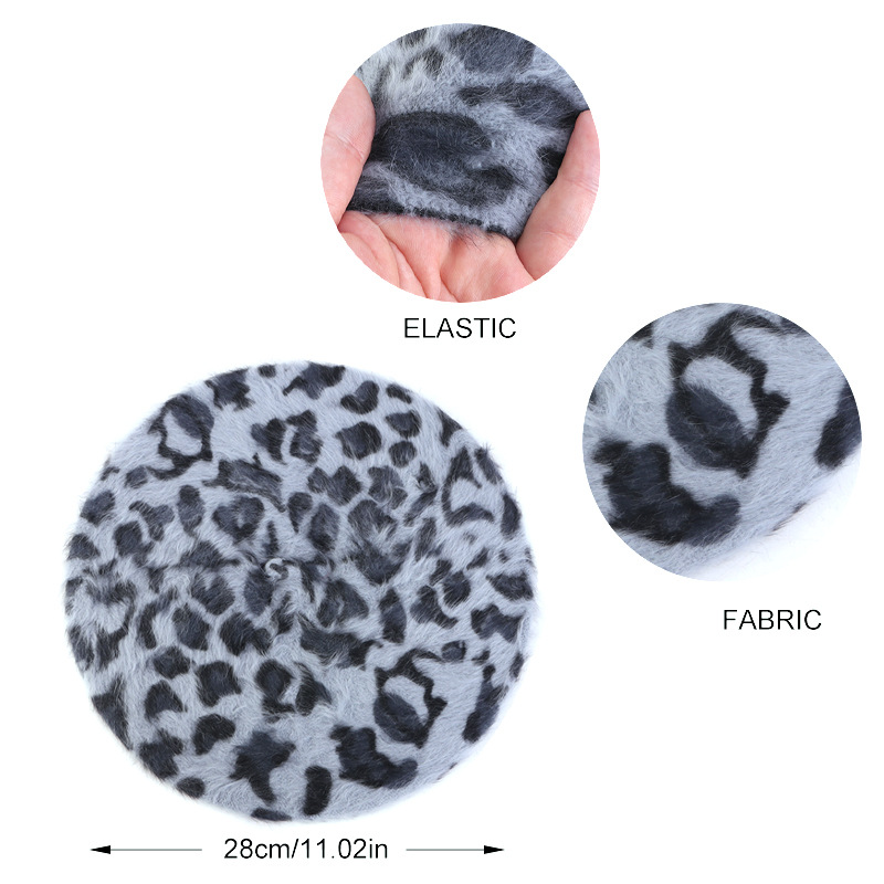 Unisex Autumn and winter hats Leopard print rabbit hair beret Ladies fashion Bud hat retro painter hat_voghion.com