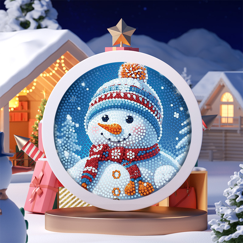 Pintura de Diamantes Navideña Transfronteriza con Marco, Pintura de Diamantes 5D con Pegamento de Puntos, Pintura de Diamantes Hecha a Mano para Niños, Regalo de Año Nuevo