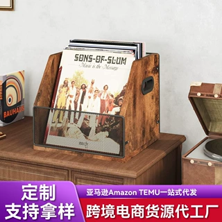 复古黑胶唱片木质收纳盒家用桌面摆台式CD存储盒实木唱片储物盒