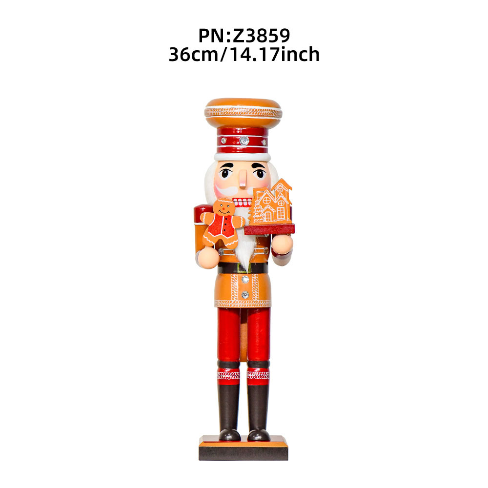 38cm madera 15in pan de jengibre hombre decoración de escritorio en stock cascanueces artesanías pintadas soldados al por mayor