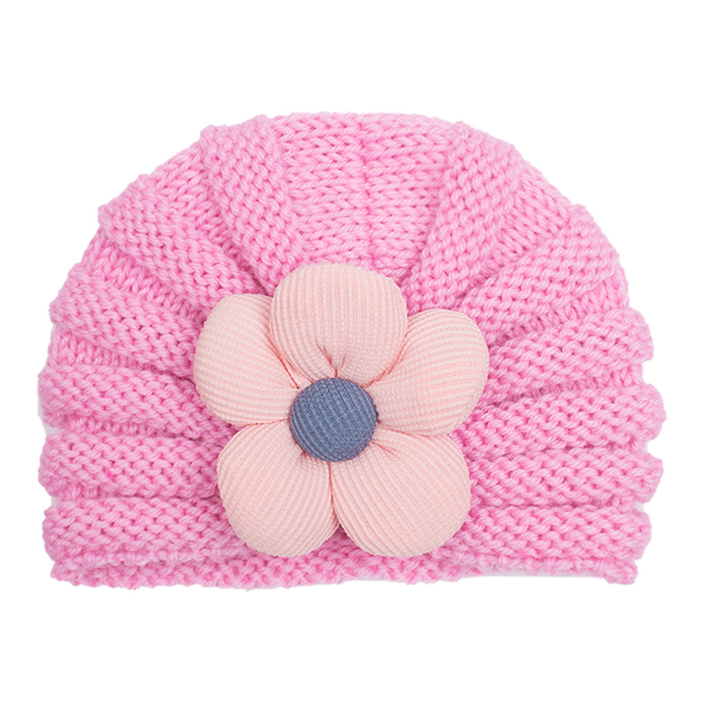 Europe and the United States winter new baby warm flower knitted hat children's multicolor cute woolen hat girl's hat