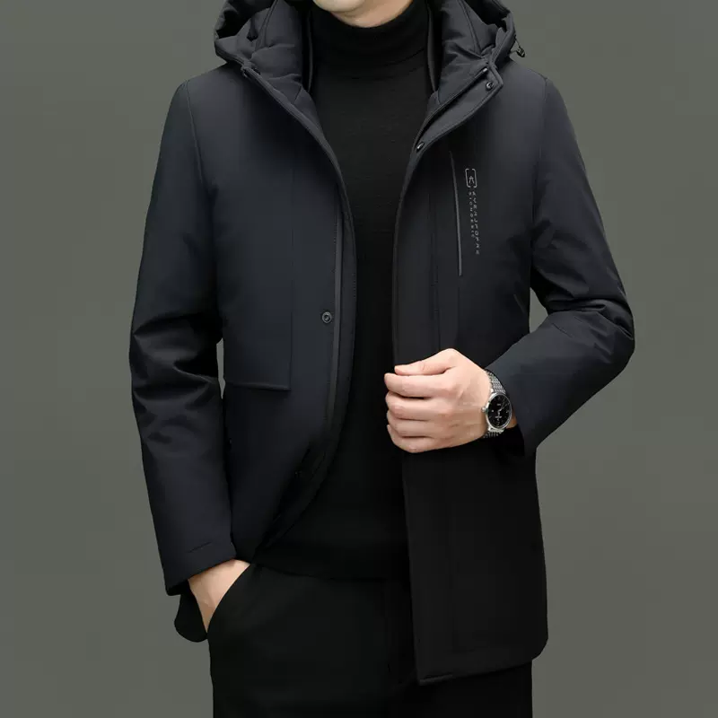 品牌高端商务羽绒服男士冬季新款保暖中年爸爸冬装中长款加厚外套
