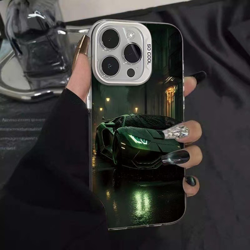 Coche deportivo de color plateado-blanco-noche oscura