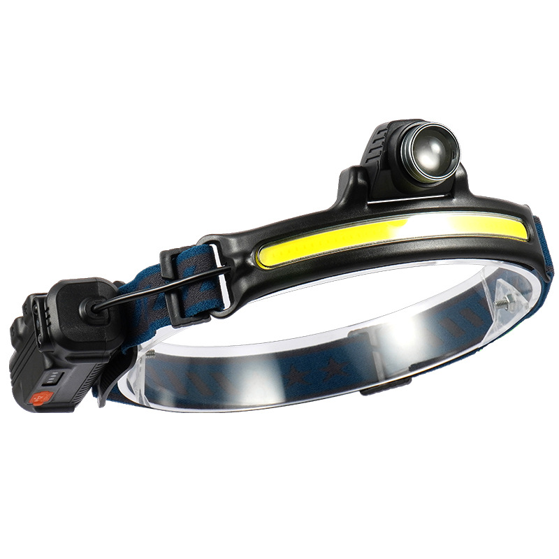 Nuevo transfronterizo LED mini multifunción señalando auriculares COB lanterna de pesca de aventura al aire libre