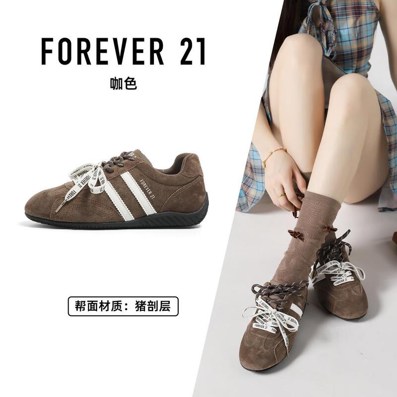 F21真皮红色军训赛车德训女男鞋橡胶底情侣鞋秋天单鞋潮流休闲鞋|undefined