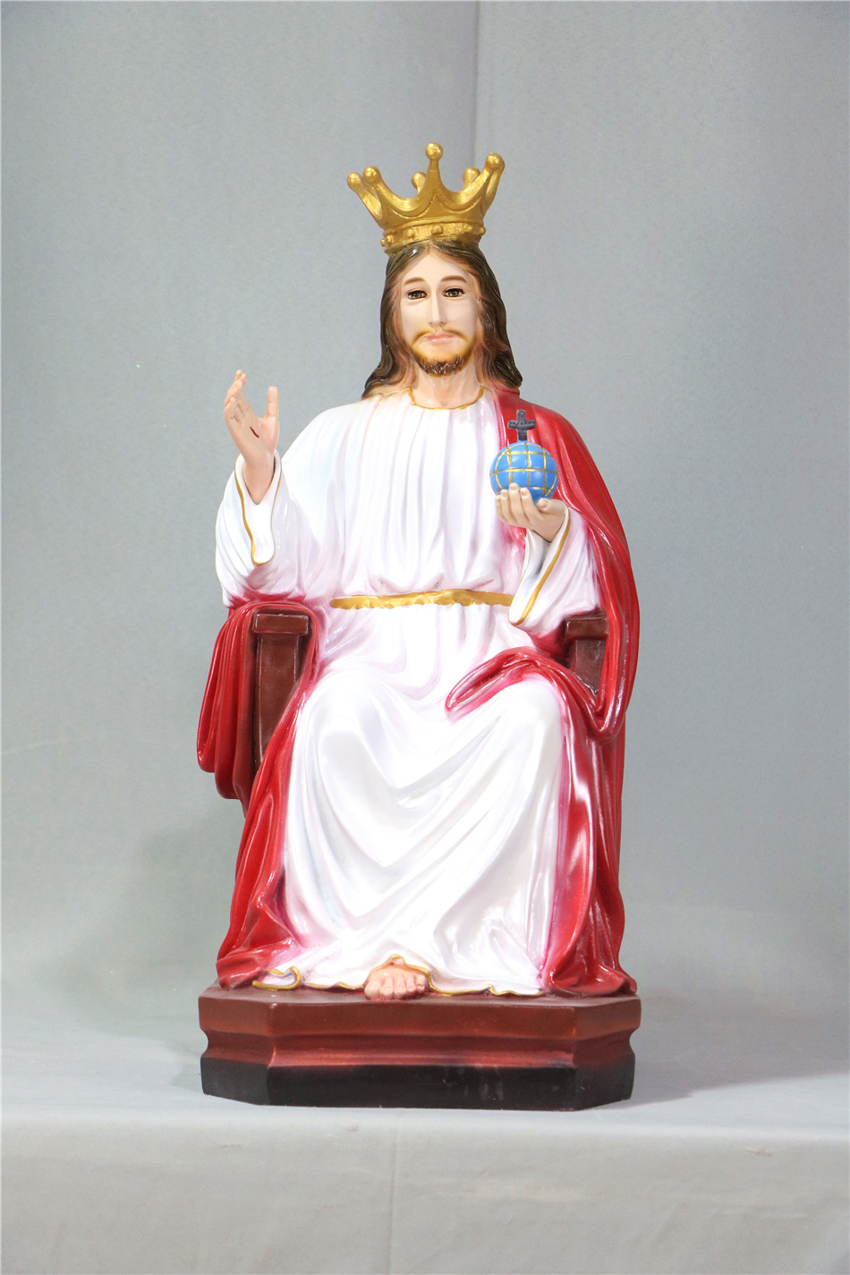 50cm transfronterizo del trono del rey, estatuas de la iglesia de la casa decora la sala de estar de la figura principal