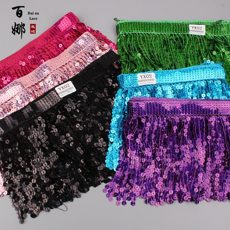 Бай на хит продаж фабрика в наличии оптом 15 см с лазерной блесткой бахромой кружева танцевальная одежда Талия цепи аксессуары