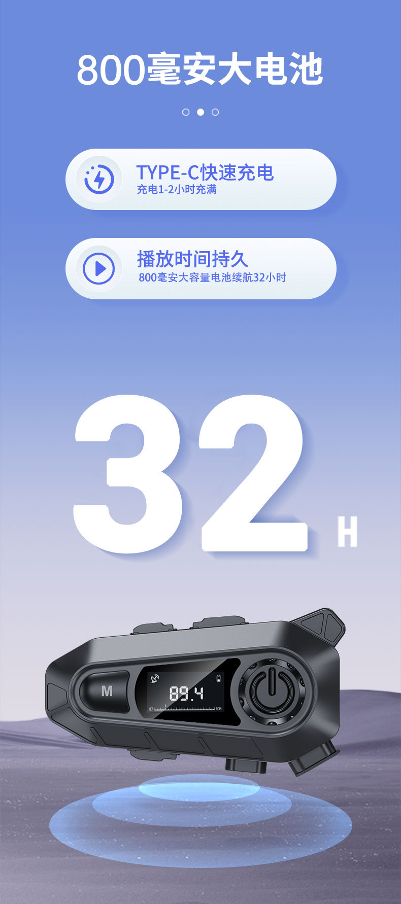 Cross-Border Motorcycle Helmet-Specific 5.4 Bluetooth Headset with Led Screen Digital Display, Fm Radio, and Intercom Helmet Headset