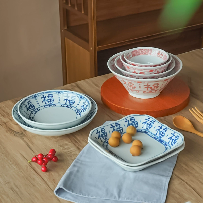 Творческий праздничный керамический набор посуды китайский стиль ретро ручной росписью бытовая посуда миска рисовая чаша лапша тарелка квадратная тарелка