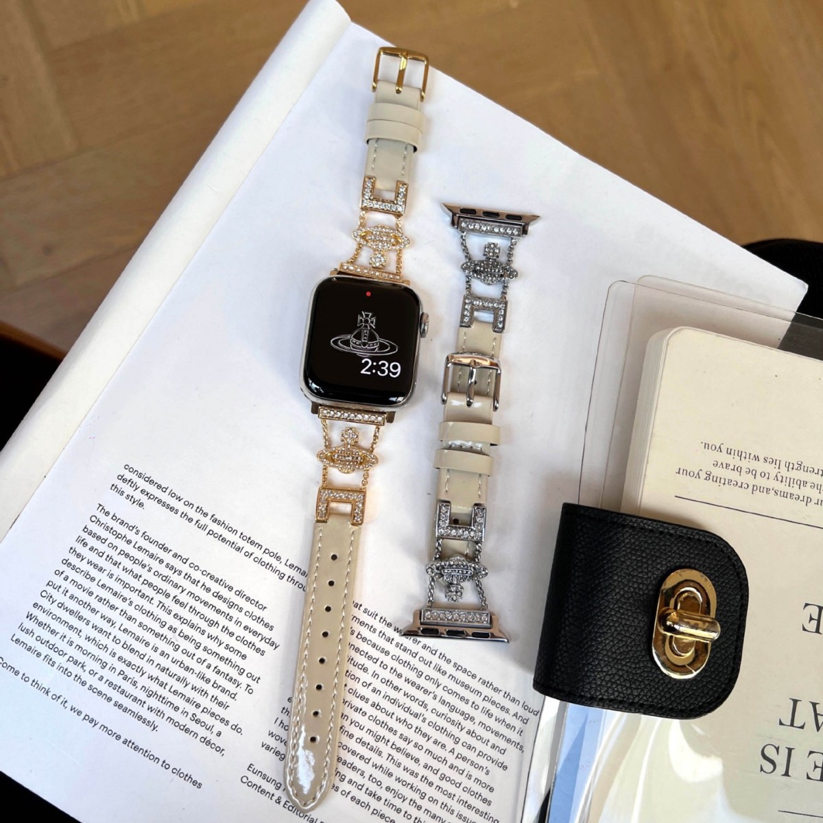 Creative Saturn Empress Dowager Bright Leather for Apple s10 Watch 1-9 Strap se Female Xiaomi 8/9PRO Huawei fi