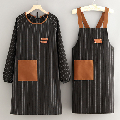 Home kitchen antifouling breathable long-sleeved apron New coveralls catering overalls printed lettering waist men