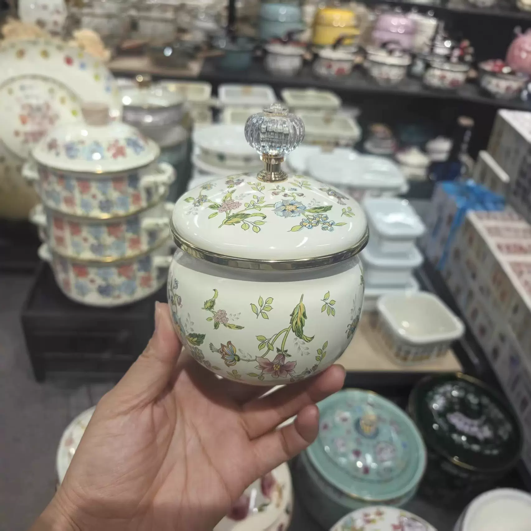 带盖珐琅搪瓷罐油罐糖罐咖啡杯壶耐高温无图层调味香料罐家用茶罐