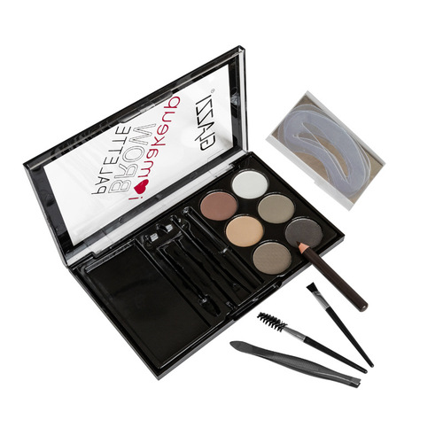 Cross-border new 6-color brow powder with brow pencil, brow stickers, brush makeup tools set, color cosmetics wholesale