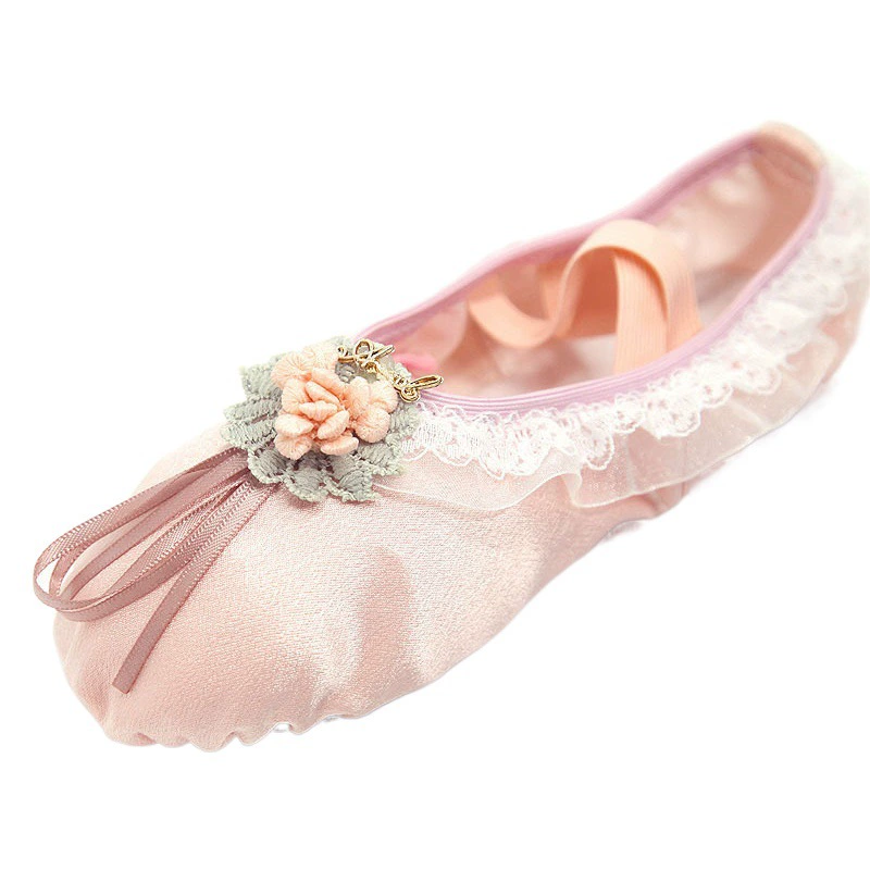 2021 новые детские туфли для танцев с кристаллами и атласным цветком, летние балетные туфли с мягкой подошвой, танцевальная обувь для взрослых