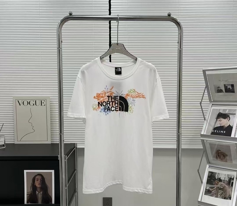 NTノースフェイスの純綿Tシャツの正しいバージョン、男性と女性用、カップル向けの同じスタイル、トレンディなプリント、幅広で多用途、カジュアル半袖|undefined