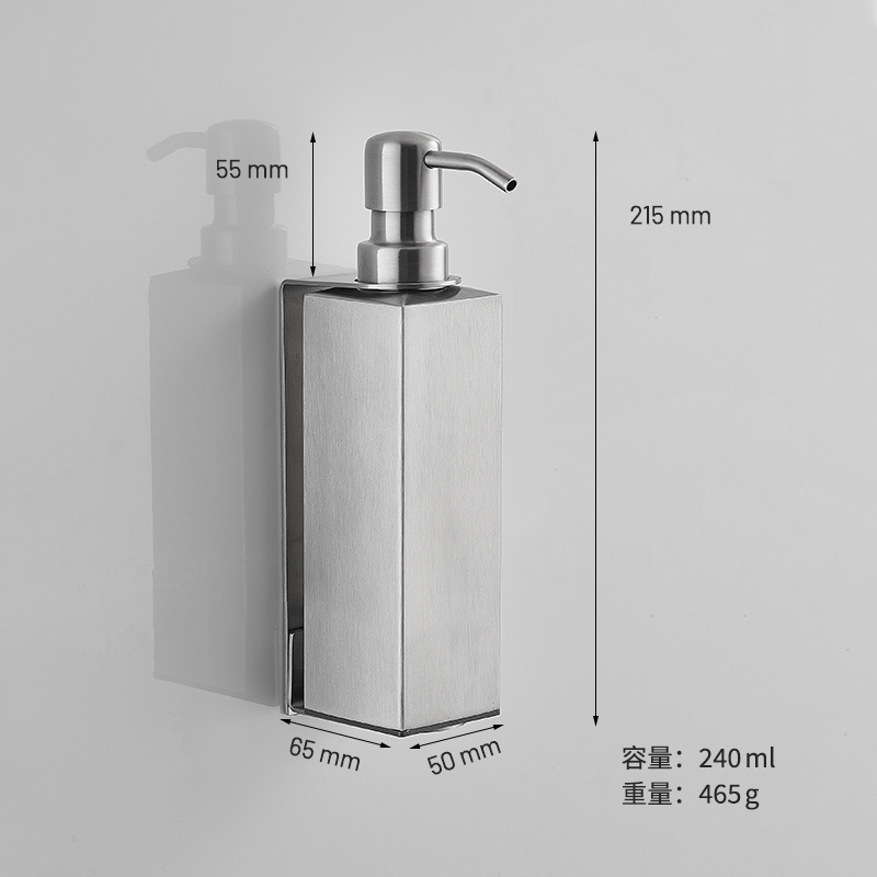 Dispensador de jabón de pared de acero inoxidable para baño de hotel transfronterizo, champú de baño, gel de ducha y dispensador de jabón