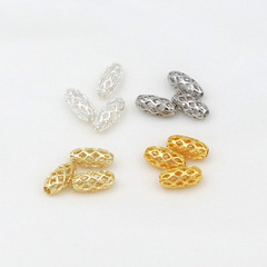 銅鍍18K真金鏤空橄欖隔珠 14K包金保色串珠散珠 DIY飾品配件D81