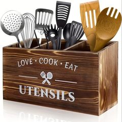 調理器具収納ケース実木分格食器整理ケースレトロナイフとフォーク収納ケース木製デスクトップ収納ケースキッチン