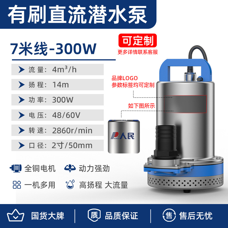 Gente DC bomba sumergible batería coche bomba de agua riego agrícola acero inoxidable 48/60V pequeña bomba