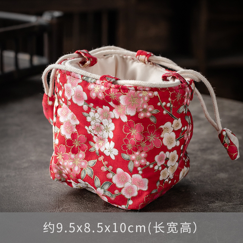 Bolsa de almacenamiento de taza única maestra bolsa de taza maestra taza de té portátil taza de construcción bolsa de tela con cordón de algodón y lino bolsa de tela juego de té