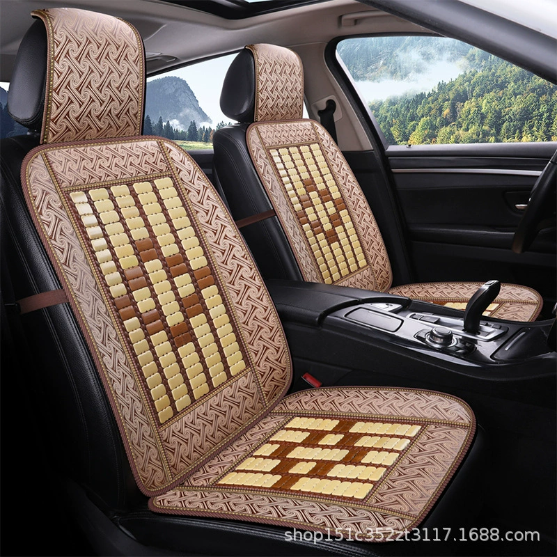 Летняя бамбуковая охлаждающая Подушка, автомобильная бамбуковая тканая подушка для льда, Цельная спинка сиденья, дышащая холодная задняя пятиместная подушка