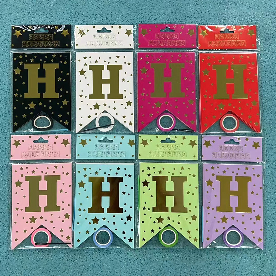 HAPPY BIRTHDAY fiesta de cumpleaños en inglés diseño diagonal de bandera de cola de mermaid letras banderas de color