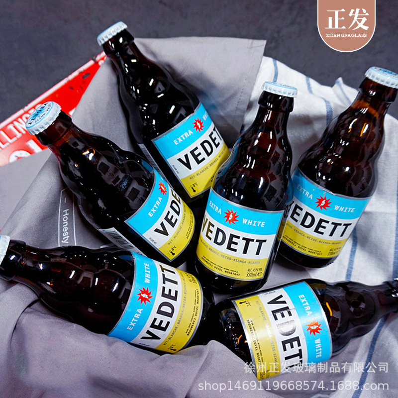 白熊啤酒瓶空瓶茶色复古330ml 500ml棕色鲜酿啤酒瓶咖啡饮料瓶