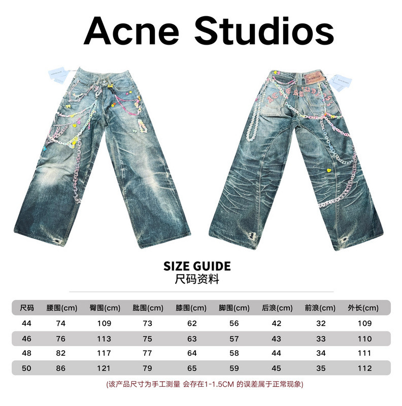 Top AC home SS25 1981M old washed candy chain 3D printed jeans for men and women couples with the same style