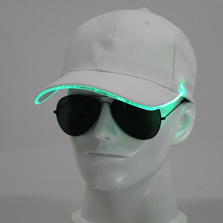 LED白色光纤帽 发光棒球帽子夜光帽子炫酷帽子夜场酒吧荧光帽现货